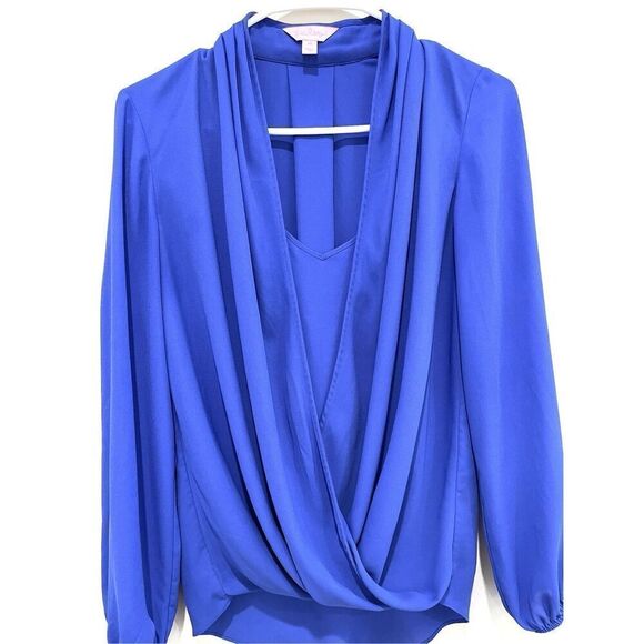 Lilly Pulitzer Size S Myah Long Sleeve Wrap Blouse Royal Purple Draped Relaxed - Picture 7 of 13